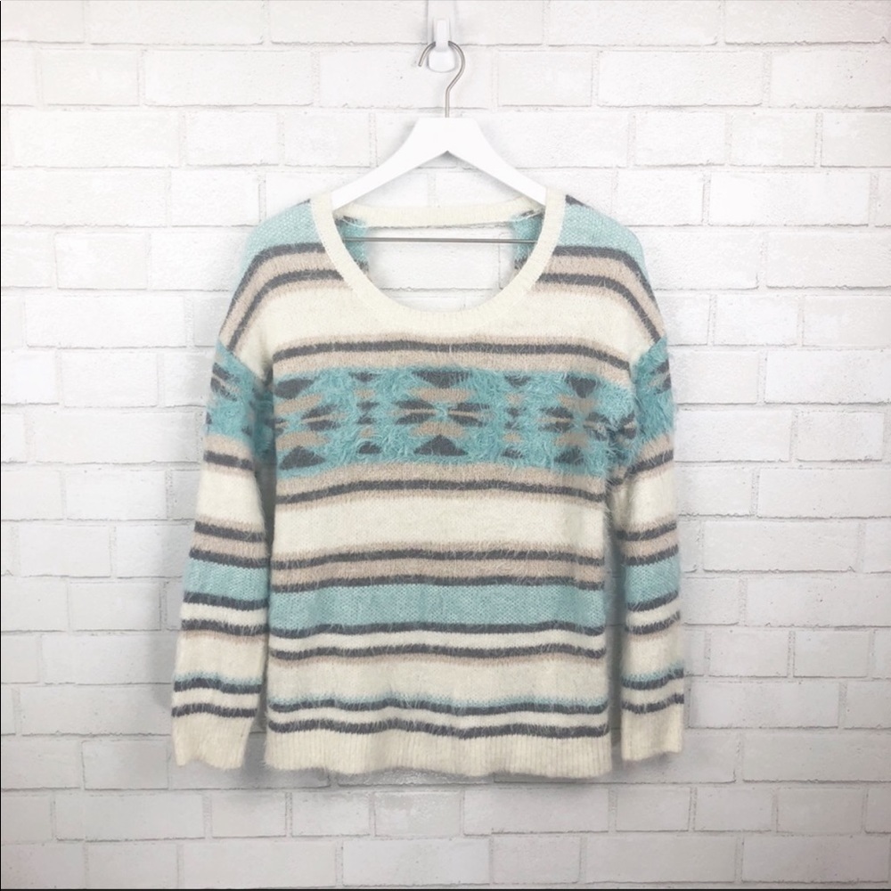 Xhilaration Angora Style Open Back Boho Sweater